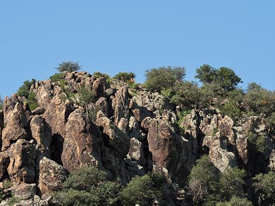 Pillars of lava rock formations closeup from Ft. Davis. Amazing geological records of volcanoes in Texas.