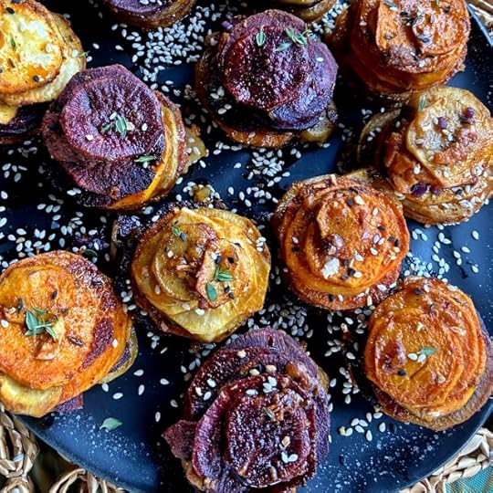 Garlic and Spice Sweet Potato Stacks