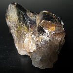 chunk of smoky quartz on black table