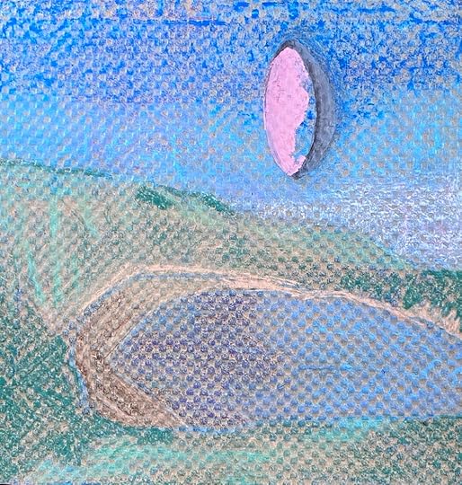 Above the Cove, 2021, acrylic, gouache, crayon on packing paper 10x10.jpg