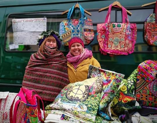Smiley stall holders at Glastonbury Frost Fayre