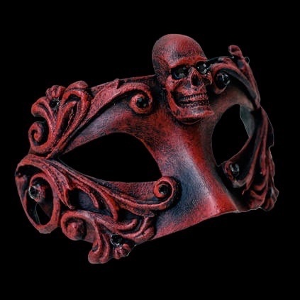 Skull Luxury Masquerade Ball Mask - Red