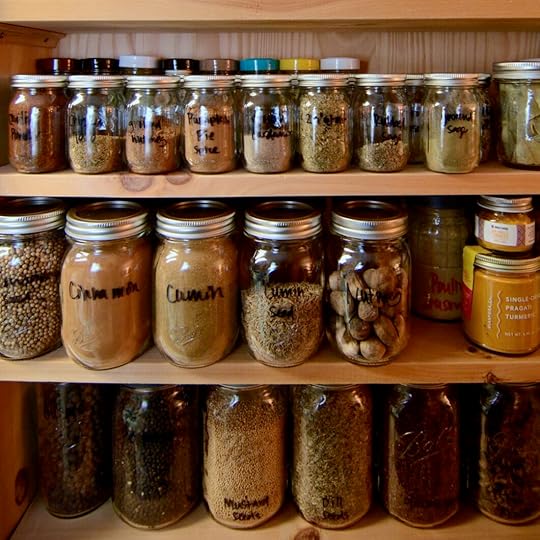 Image of larger Ball® jars filled with larger quantities of spices.