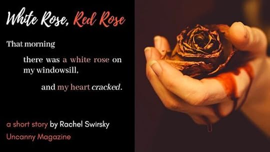 Picture of rose in hand with text: White Rose, Red Rose
