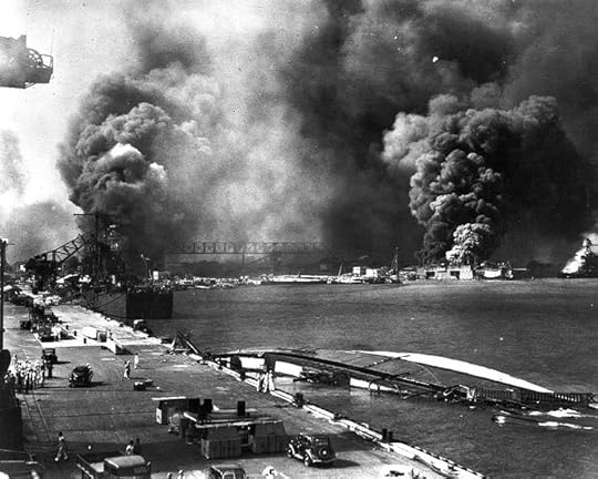 Pearl Harbor viewed from Pier 1010, 7 Dec 1941 after the attack (US National Archives: 80-G-474789)
