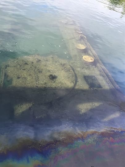 Superstructure of the USS Arizona, viewed from the memorial (Photo: Sarah Sundin, 7 Nov 2016)