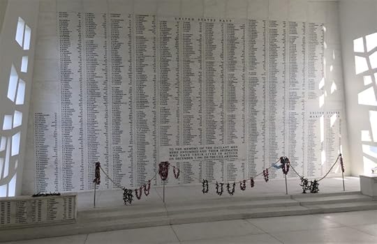 The memorial wall listing the 1177 sailors and Marines who died on the Arizona on 7 December 1941 (Photo: Sarah Sundin, 7 Nov 2016)