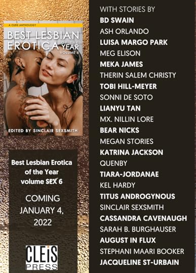 The cover of Best Lesbian Erotica of the Year Volume 6 and a list of contributors to the book.