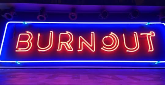 Neon sign with the word burnout