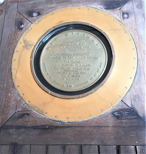 The spot where the Japanese surrender was signed aboard USS Missouri on 2 September 1945. Pearl Harbor, Hawaii (Photo: Sarah Sundin, 7 Nov 2016)