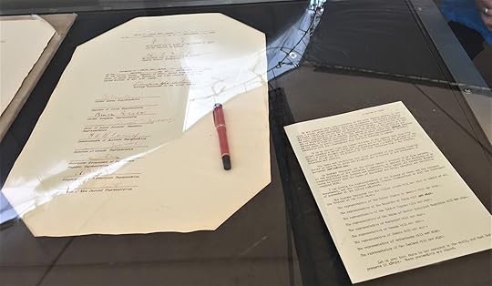 Replicas of the Japanese surrender documents signed aboard USS Missouri on 2 September 1945. Pearl Harbor, Hawaii (Photo: Sarah Sundin, 7 Nov 2016)