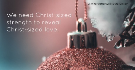 Quote on showing Christ's love with Christmas background
