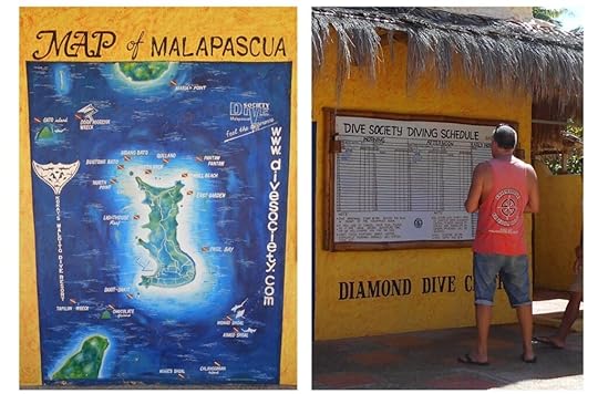 Dive Malapascua. The backpacking husband checks out the dive schedule