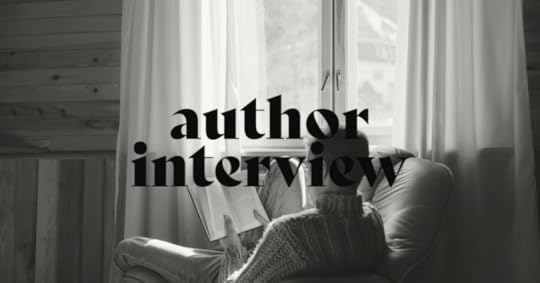 man reading in a chair, words over him say 'author interview'