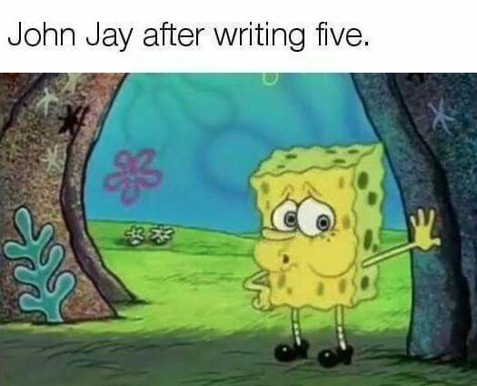 Lol John jay after writing five 😂 😂 | Hamilton funny, Hamilton memes, Hamilton broadway