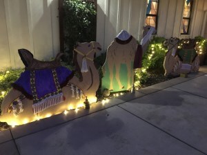 Styrofoam camels for the Living Nativity