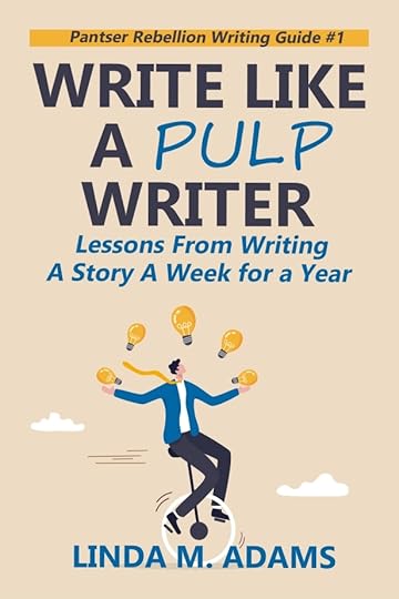 Write Like a Pulp Writer cover showing a man juggling lightbulbs