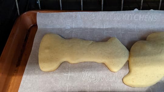 A sugar cookie with a distinctly phallic shape.
