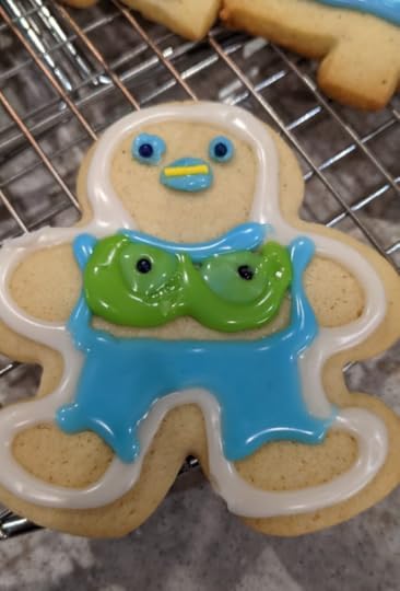 A gingerbread-person shaped cookie with boobs.