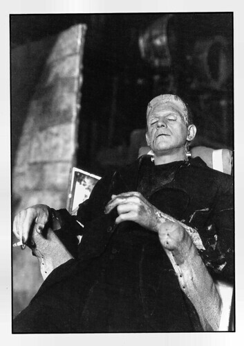 Boris Karloff on the set of The Bride of Frankenstein (1935)