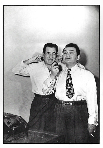 Humphrey Bogart and Edward G. Robinson on the set of Key Largo (1948)