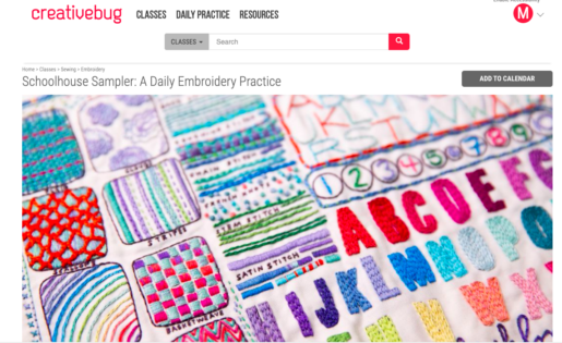 Rebecca Ringquist's Schoolhouse Sampler stitched by Melissa Wiley