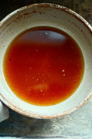 Mulled apple cider syrup, cooling in the pot.