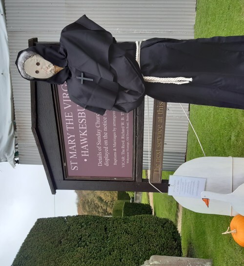 photo of St Wulfstan scarecrow and his goose