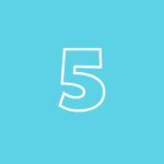 teal square with an outline of the number 5 in the center.