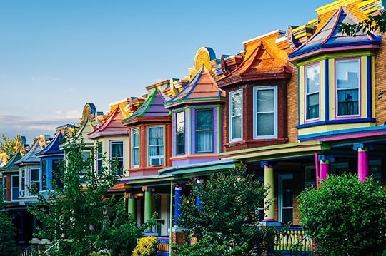 Colorful houses on a street in gay travel destination Baltimore Maryland 