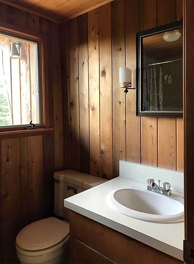 The Minne Stuga upstairs Cabin Bathroom before from The Faux Martha
