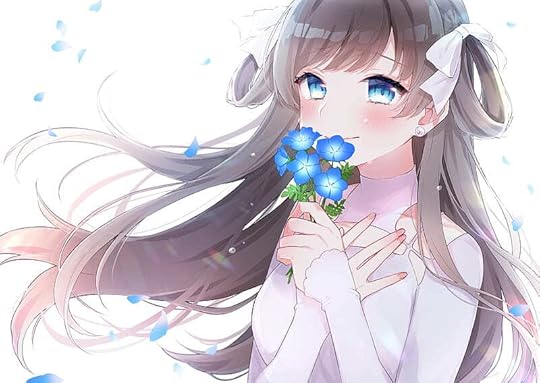 Crying, blue eyes, anime girl, tears, brown hair, blue flowers, Anime, HD wallpaper | Peakpx