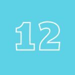 teal square with outline of a white 12 in the center.