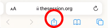 The share icon on iOS.