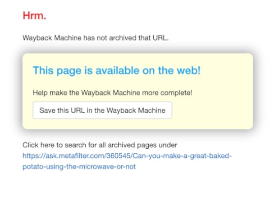 screenshot from the Internet Archive's Wayback Machine indicating that the page is available live on the web.