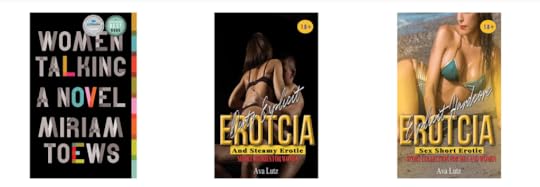 Three book covers: Women Talking, Erotcia and Steamy Erotic, and Erotcia: Sex Short Erotic