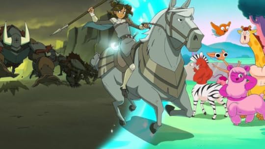 Promo image for Centaurworld of Horse and Rider divided between the human and centaur realms