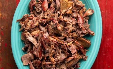 A platter of pulled duck