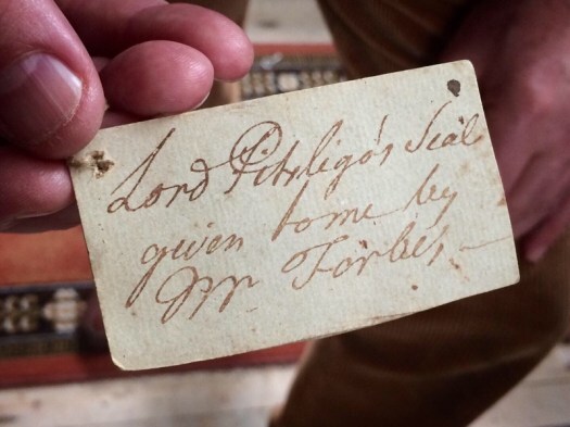 Label on Lord Pitsligo's letter seals