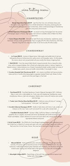 Wine tasting menu