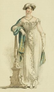 1813 gown with horizontal line trim