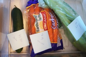 Post its in crisper drawer