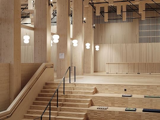 Interior view of the performance space at the Wood Hotel in Sweden