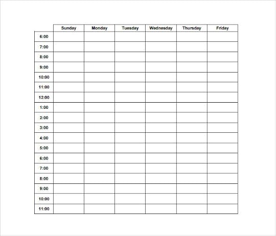 gardner hourly schedule template pdf download free templates