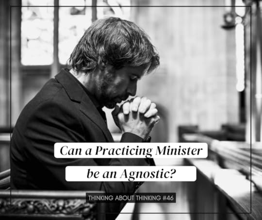 A black and white picture of a man praying in a church. The text reads 