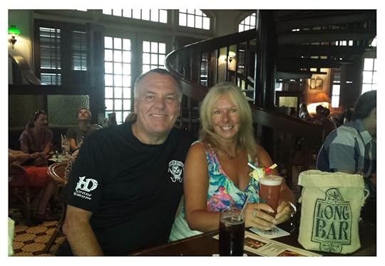 The Backpacking Housewife at The Long Bar. Singapore.