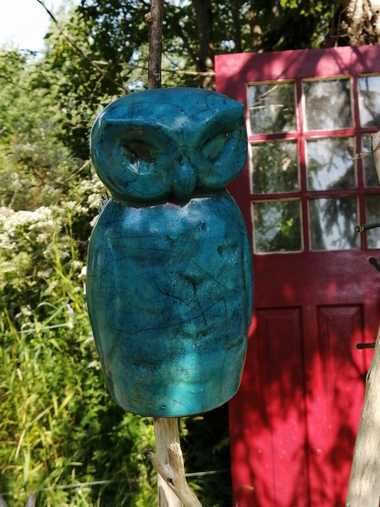 Raku Owl and Red Door