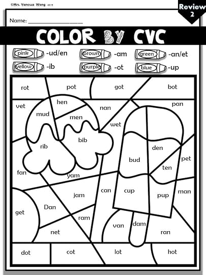 phonics activities and worksheets cvc color by code