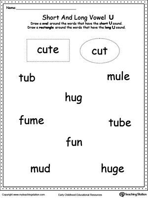 vowels short or long u sound words short vowel