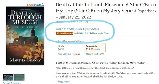 Image of Death at Turlough Museum #1 New Release ribbon on the book cover. 